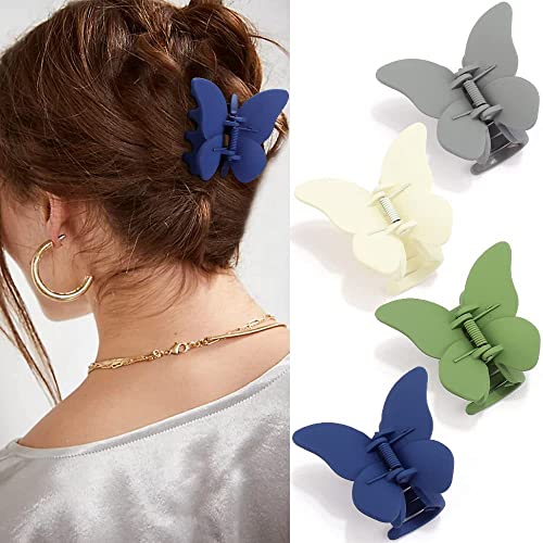 Samyak 4-Piece Matte Butterfly Hair Clips - Non-Slip Hair Ties & Clutchers for Women and Girls - Perfect for School, Work, and Everyday Hairstyles