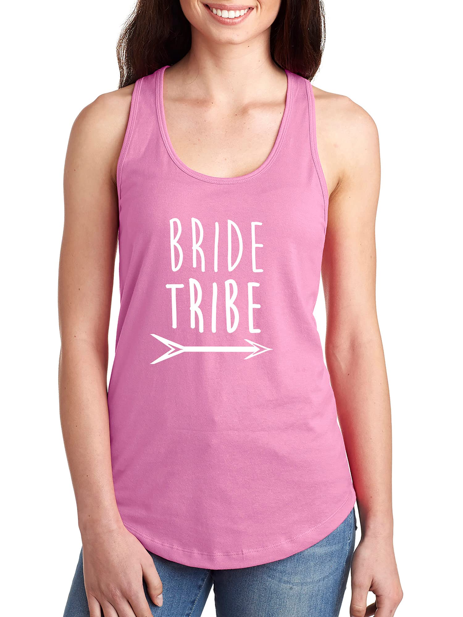 Bride Tribe Arrow Racerback Tank Top - Wedding Party Crew T-Shirt for Bachelorette & Bridal Shower - Perfect for Girls' Night Out and Pre-Wedding Events