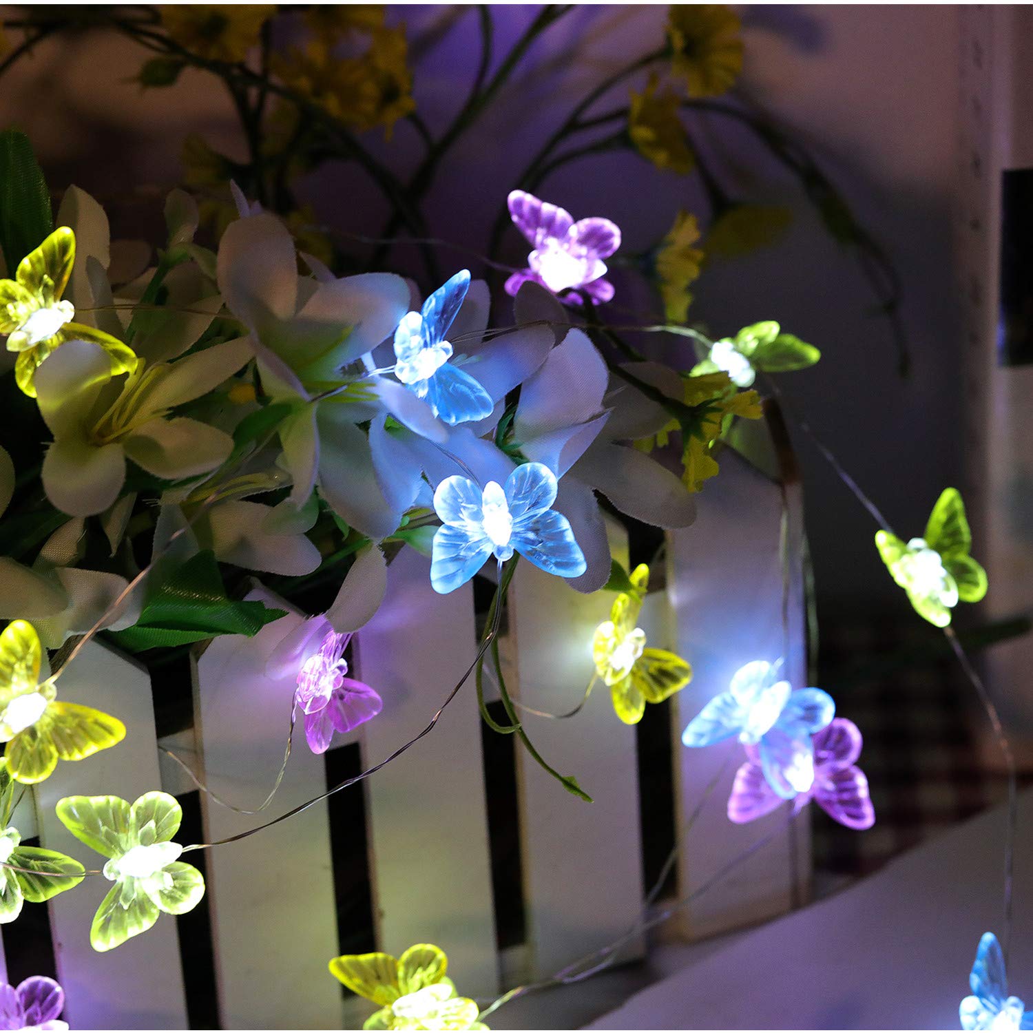 Butterfly String Lights - 40 LED USB Plug-in Twinkle Fairy Lights with Remote Control, 8 Lighting Modes, 21.1ft Waterproof for Indoor Outdoor Decor - Perfect for Garden, Patio, Wedding, Party, Christmas, Shelf & Plant Decorations