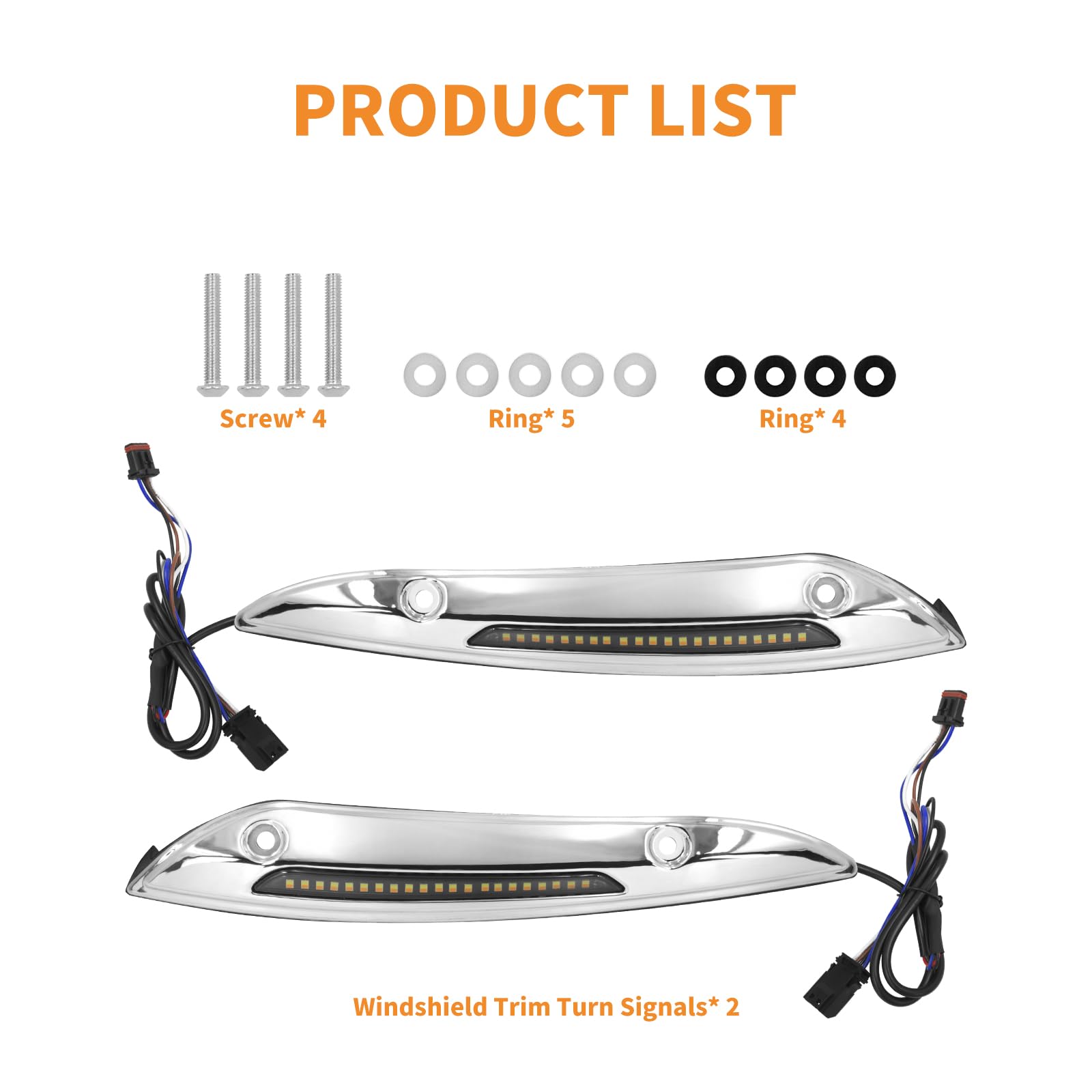 Harley Touring Road Glide LED Windshield Trim Light - Chrome Turn Signal Running Lamp for FLTRX/FLTRXS 2015 & Up Models | Enhanced Night Visibility & Safety for Motorcycle Riders