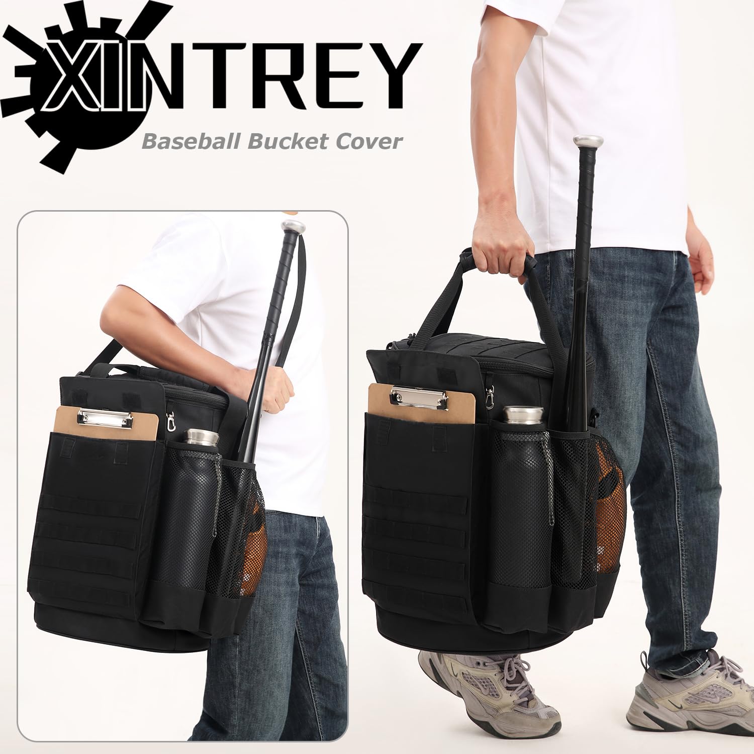 6 Gallon Baseball Bucket Bag - Tactical Coaches Organizer with Padded Seat for Balls, Bats & Gloves | Waterproof Softball Equipment Storage | Perfect for Dugout, Practice & Games
