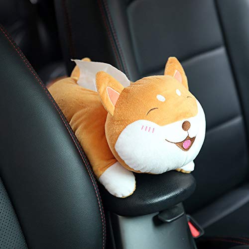 Cute Shiba Inu Plush Anime Tissue Box Cover - Cartoon Hanging Tissue Holder for Car, Home & Bathroom - Soft Napkin Storage Box with Adorable Dog Design - Perfect for Kids Room, Office Desk & Baby Nursery Decor