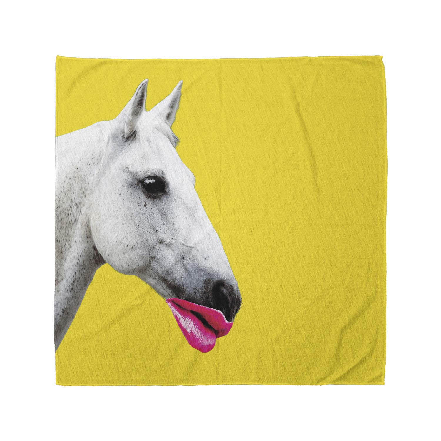 Ambesonne Modern Bandana - Horse with Pink Woman Lips Design, Unisex Head & Neck Scarf for Men & Women - Perfect for Outdoor Activities, Concerts, and Fashion Accessories