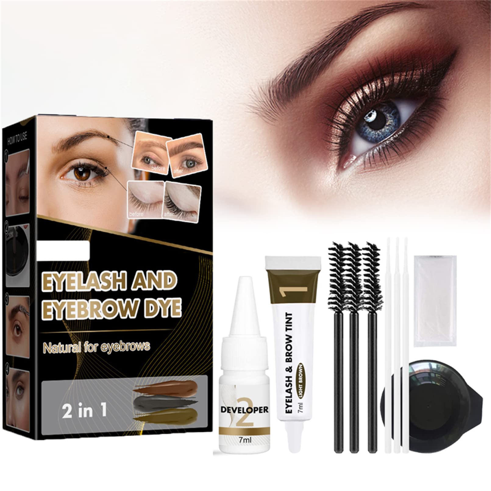 Professional Eyelash & Eyebrow Dye Kit - Lash Lift and Tint Set with Sweat-Proof, No Fade Formula for Salon-Quality Results | Perfect for Home Use, Bridal Makeup & Professional Stylists