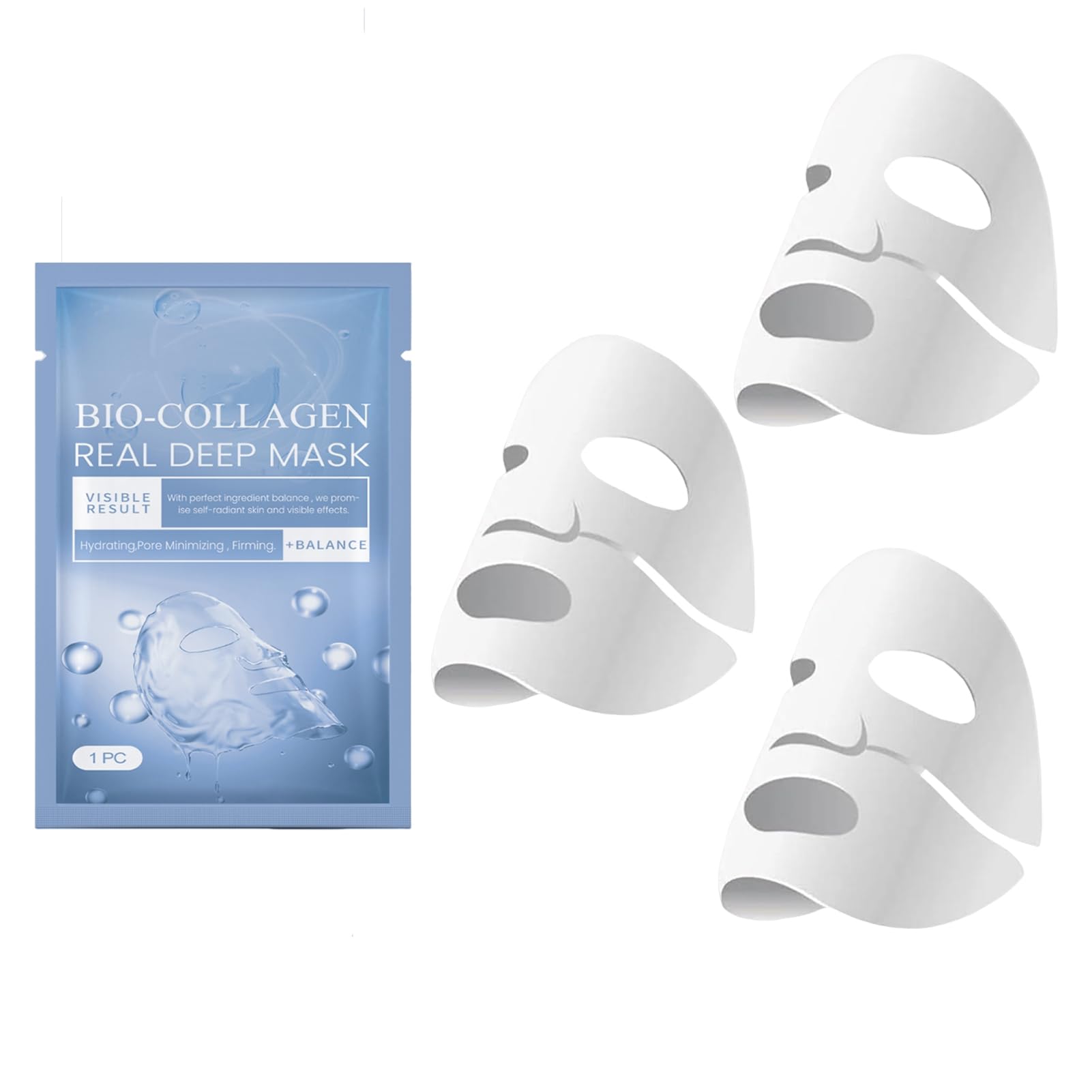 Bio-Collagen Face Mask for Women - Natural Deep Hydration Overnight, Pore Minimizing & Skin Rejuvenation (3Pcs) | Perfect for Nighttime Skincare Routine & Spa Days