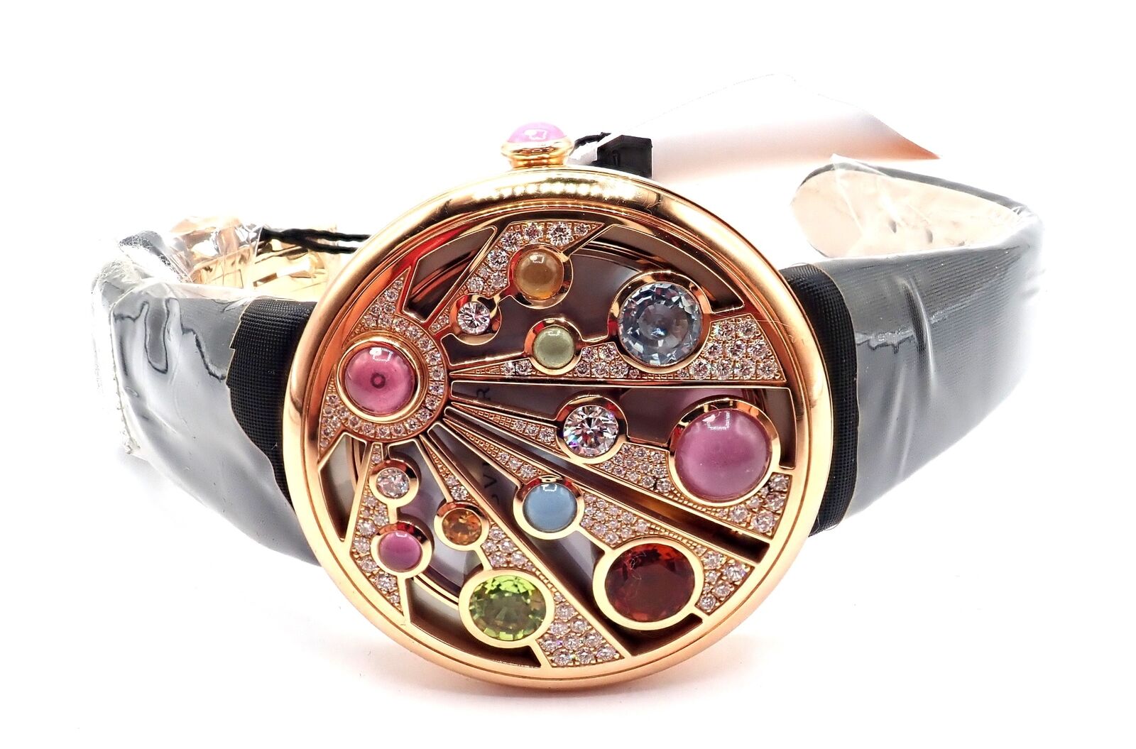 Bulgari Mediterranian Eden 18k Rose Gold Diamond Watch with Mother of Pearl Dial & Color Stones - Luxury Women's Timepiece for Special Occasions & Evening Events