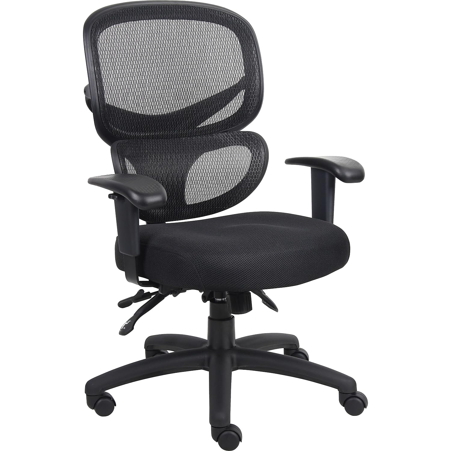 Boss Office Products Multi-Function Ergonomic Task Chair - Black Adjustable Swivel Office Chair for Home & Business Workspaces
