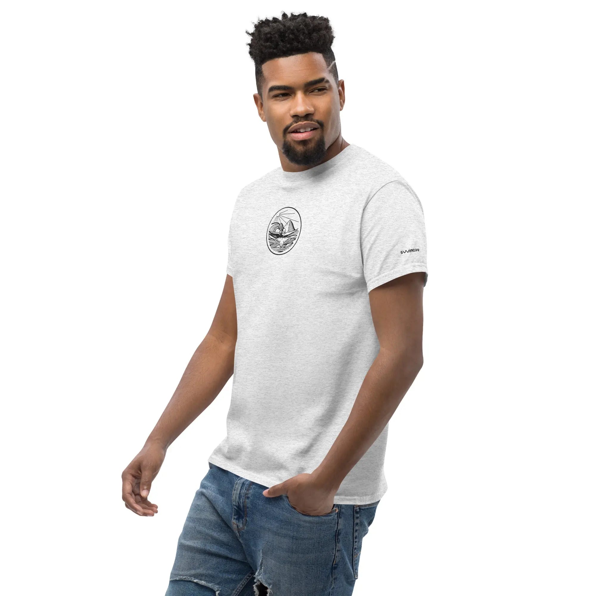 Designer Mountain Swimmer Graphic T-Shirt - Unisex Casual Tee for Men & Women | Perfect for Outdoor Adventures, Beach Trips, and Streetwear Fashion