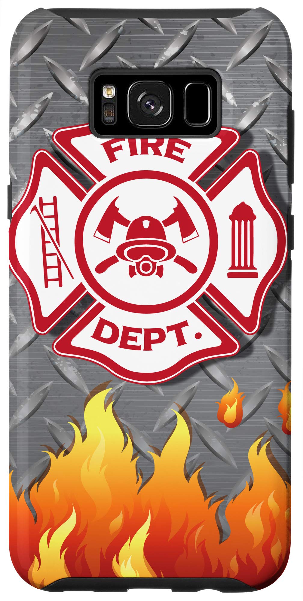 Galaxy S8+ Fire Department Badge Case - Durable Firefighter Themed Phone Cover for First Responders, EMS & Fire Rescue Professionals