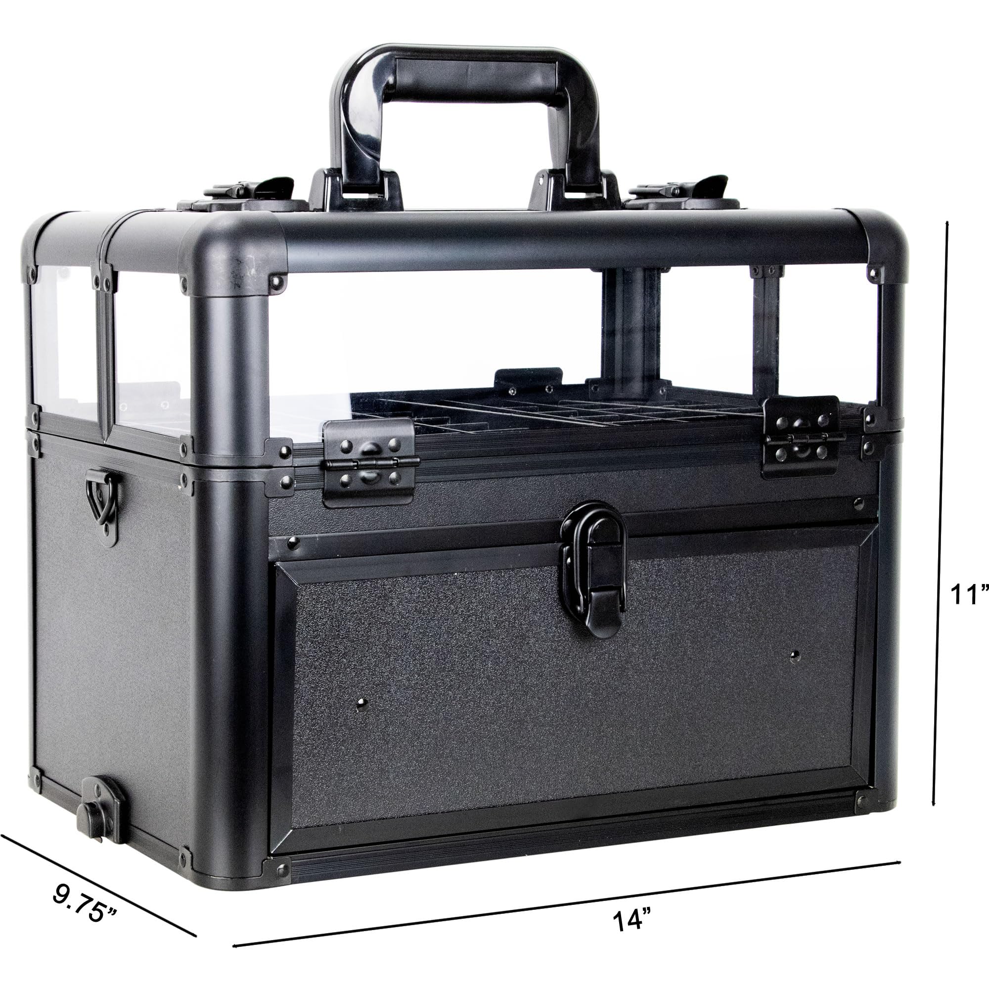 Ver Beauty 3-in-1 Rolling Nail Polish Organizer - Professional Manicure Train Case with 54 Slots, Extendable Trays & 4 Removable Wheels | Matte Black Cosmetic Trolley for Salon, Travel & Home Storage | Portable Makeup Storage Solution for Nail Technicians & Beauty Enthusiasts