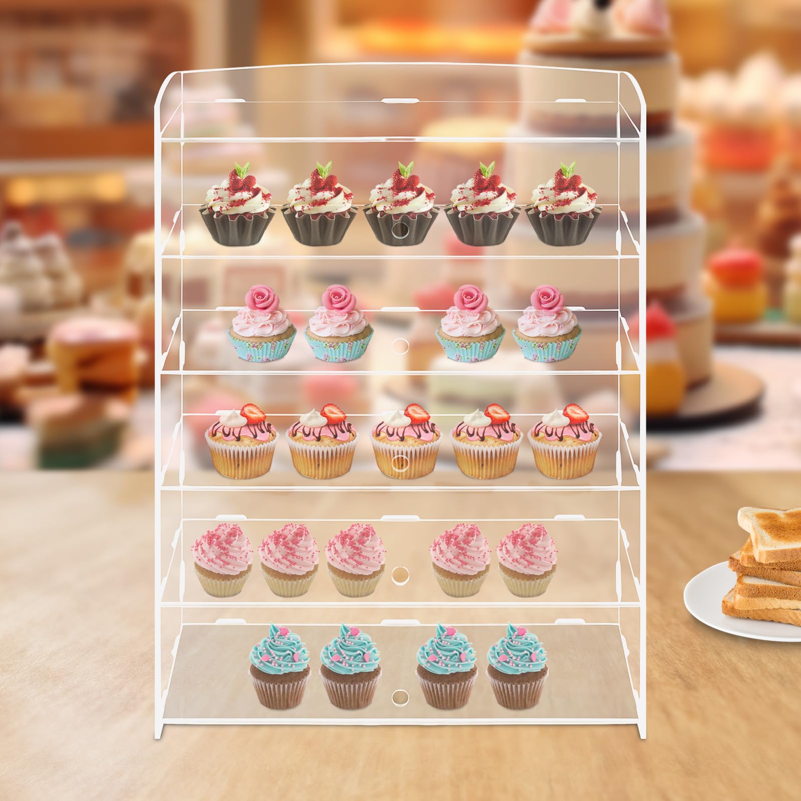 5-Tier Acrylic Display Case for Bakery Pastries, Donuts & Cookies - Countertop Dessert Showcase Shelf - Perfect for Bakeries, Cafes & Retail Stores