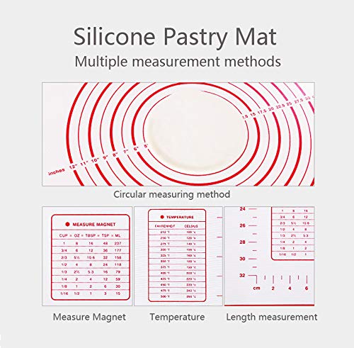 Stainless Steel Rolling Pin with Spacer, 4 Adjustable Discs & Guide, Non-Stick, Silicone Baking Mat for Bread, Cakes, Pasta & Pastry Dough – Perfect for Home Baking, Pizza Making & Cookie Preparation