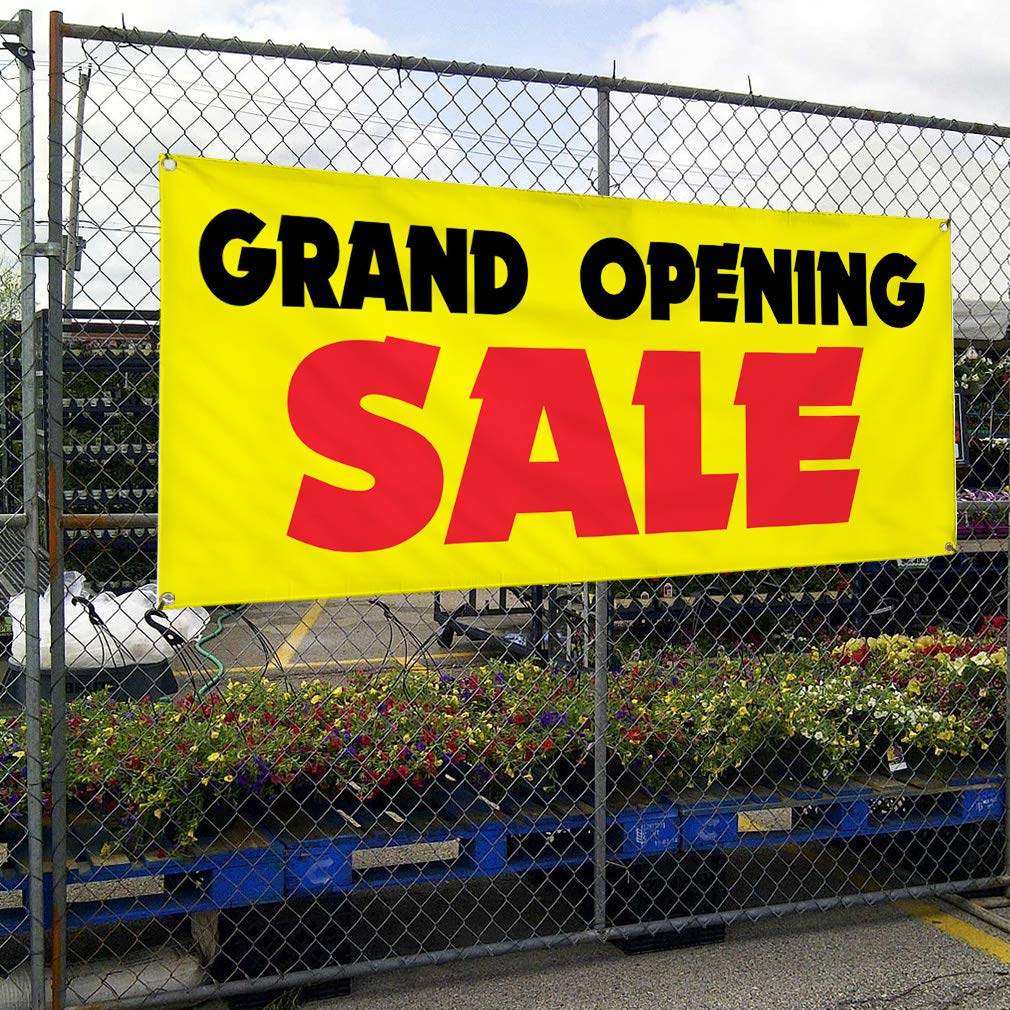 Vinyl Banner - Multiple Sizes (60x144 Inches) | Grand Opening Sale, Business & Outdoor Sign | Weatherproof, Industrial Yard Sign with 10 Grommets | Perfect for Store Promotions, Events & Construction Sites