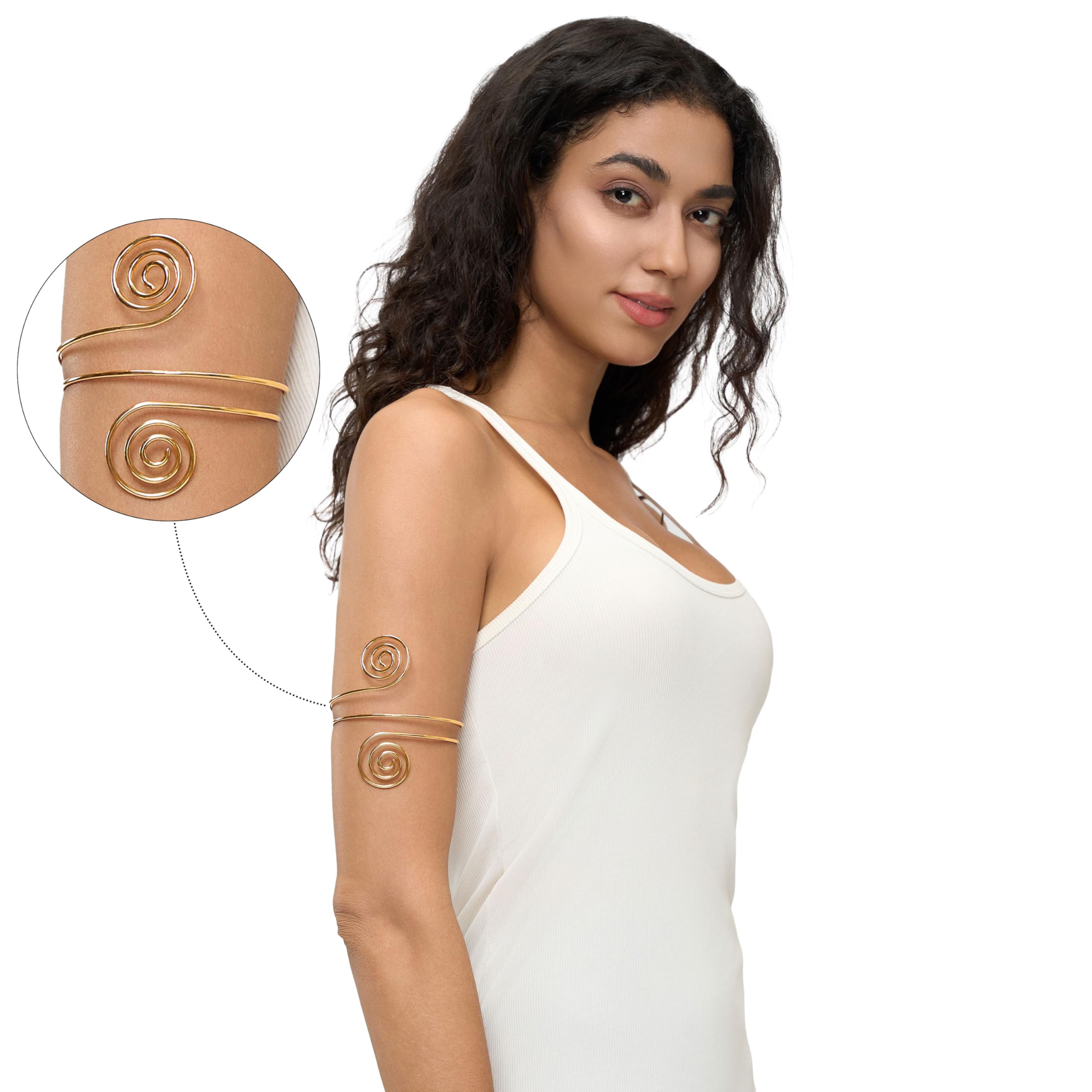 9PCS Halloween Greek Style Jewelry Set - Gold Arm Cuffs, Open Bangle Bracelets for Women & Men | Costume Accessories for Greek Goddess, Toga Party & Halloween Costume