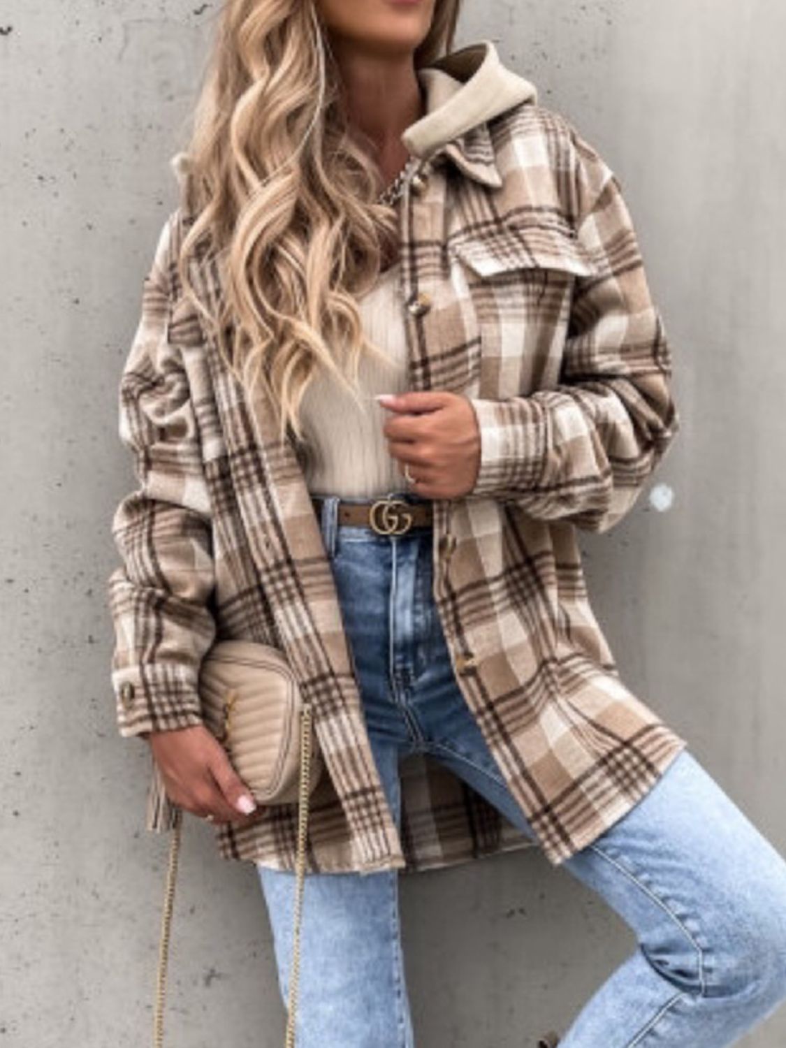 Stylish Plaid Button-Up Jacket with Detachable Hood - Perfect for Outdoor Adventures & Casual Wear