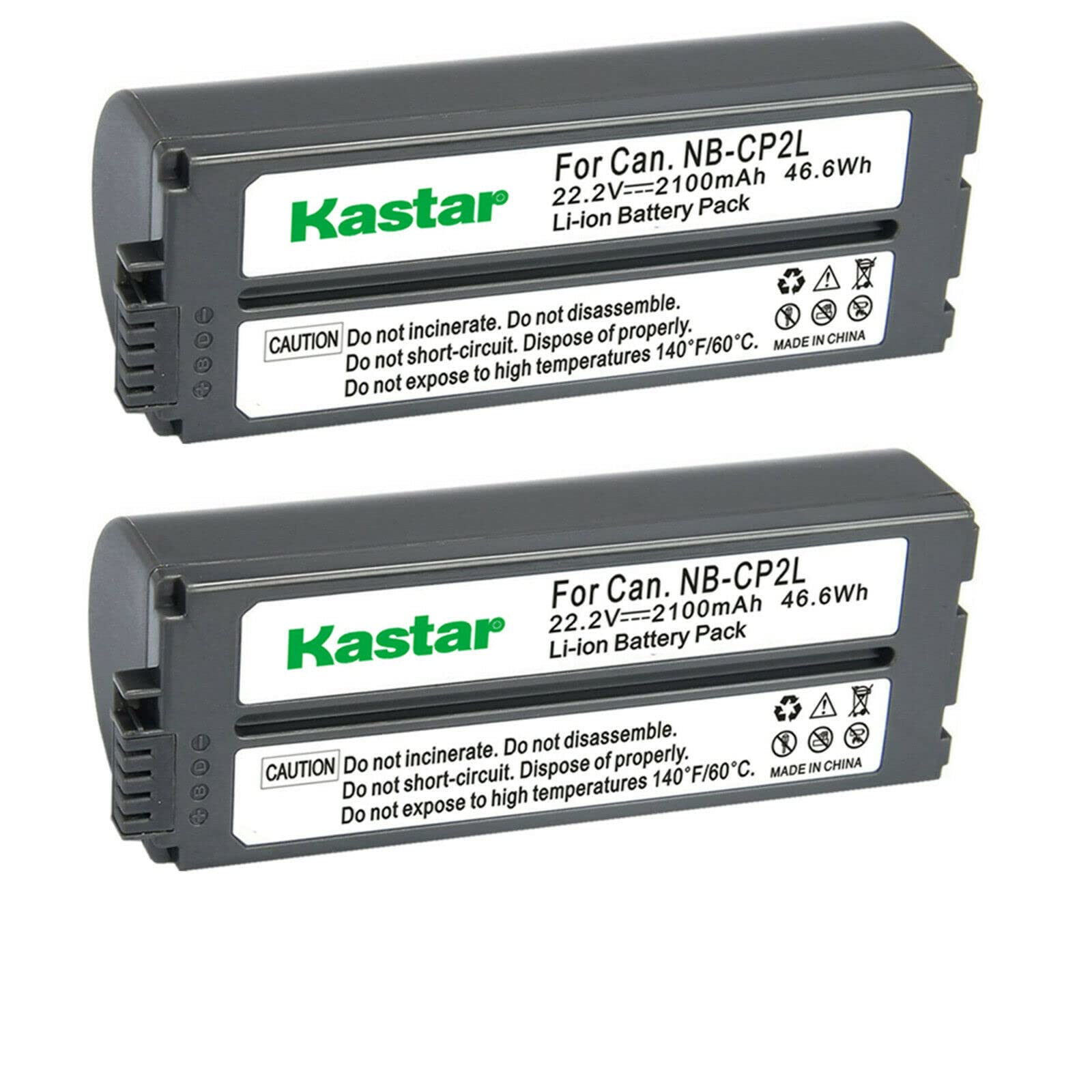 Kastar 2-Pack 22.2V 2100mAh NB-CP2L/NB-CP1L Replacement Battery for Canon SELPHY CP900/CP910/CP1200/CP1300 & HP Photosmart A716 Photo Printer - Perfect for Home Photo Printing, Travel & Events (Gray)