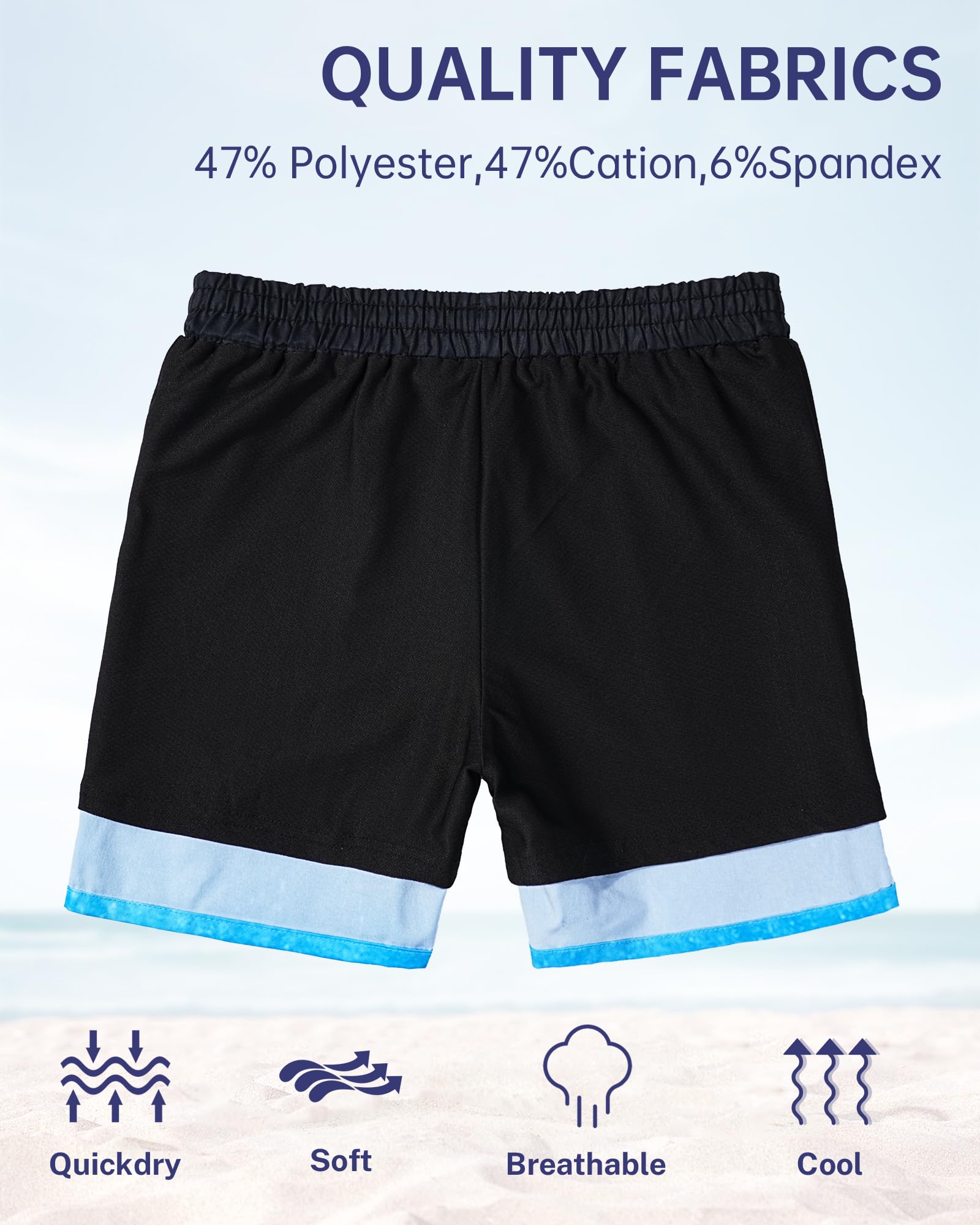 HASMES Boys Swim Trunks with Compression Liner - Quick Dry Bathing Suits & Board Shorts for Kids & Teens (Ages 5-14) - Perfect for Swimming, Beach, Pool & Water Sports