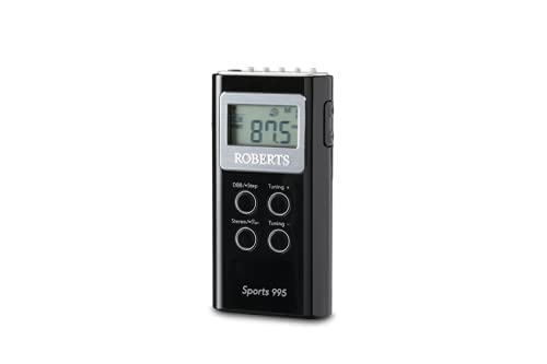 Roberts SPORTS 995 Portable FM/AM Radio with Headphone Jack - Black | Compact Personal Radio for Outdoor Activities, Camping, Travel & Emergency Preparedness