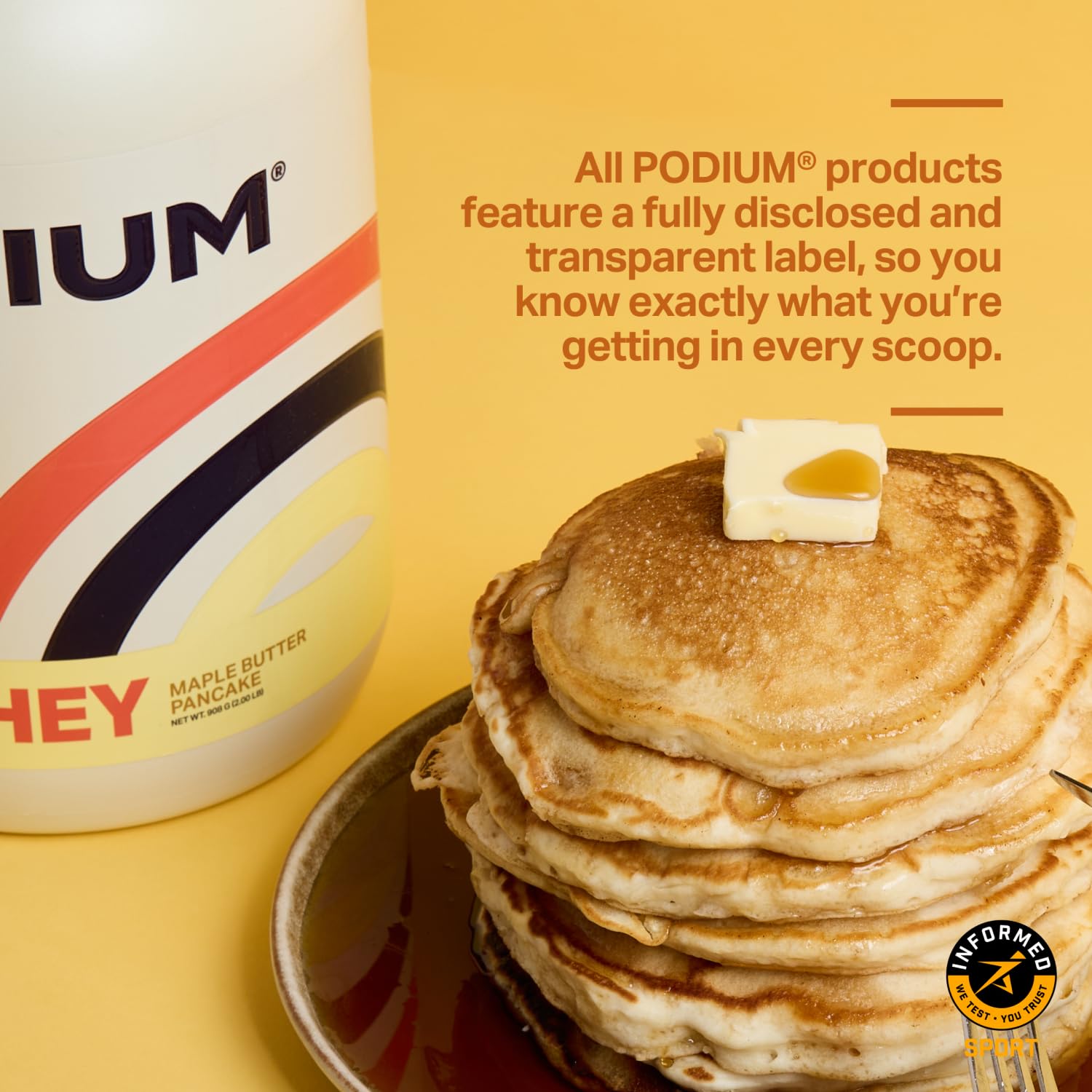 Podium Nutrition Whey Protein Powder - Maple Butter Pancake Flavor, 27 Servings, 25g Protein Per Serving, Gluten Free & Soy Free for Muscle Recovery & Post-Workout Nutrition