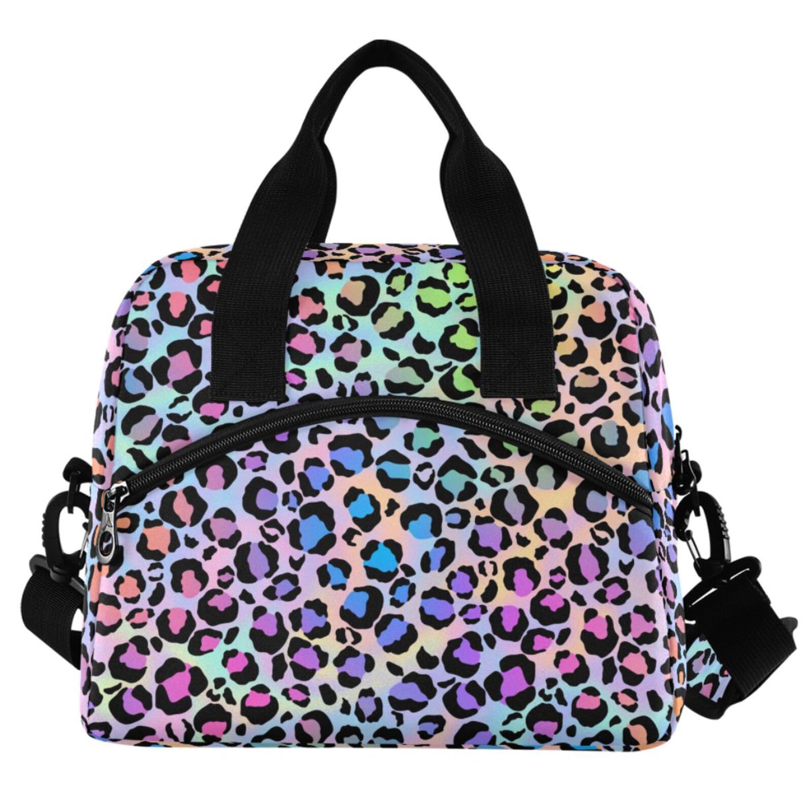 MNSRUU Insulated Lunch Bag - Leopard Print Cooler Tote for Women & Men, Reusable Leakproof Lunch Box for Work, School, Office, Picnic, Travel - Perfect for Teens & Adults