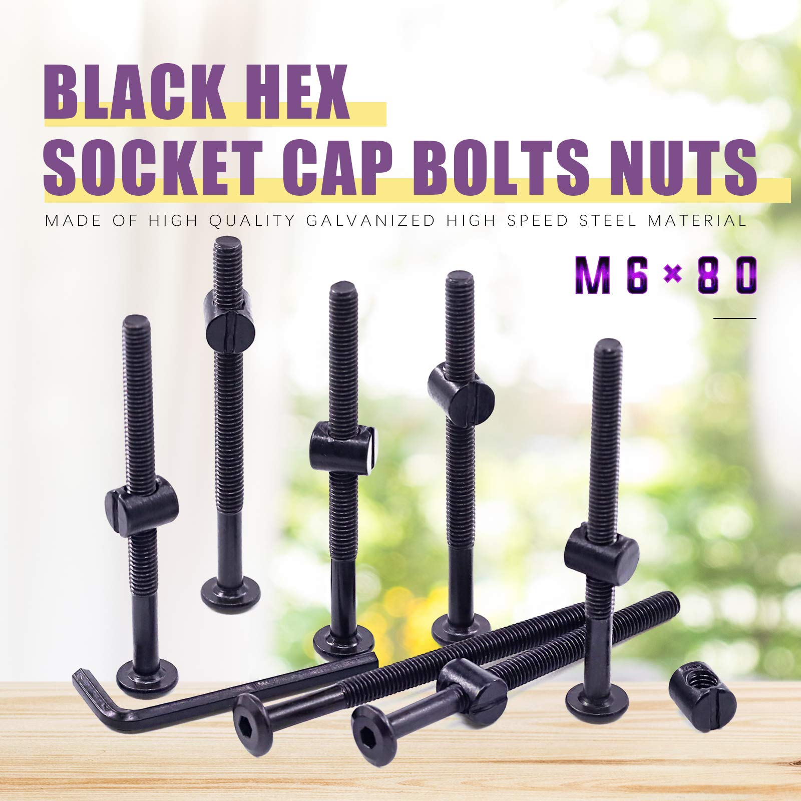 Swpeet 25Pcs M6x80mm Crib Screws with Allen Wrench - Perfect for Baby Beds & Furniture Assembly