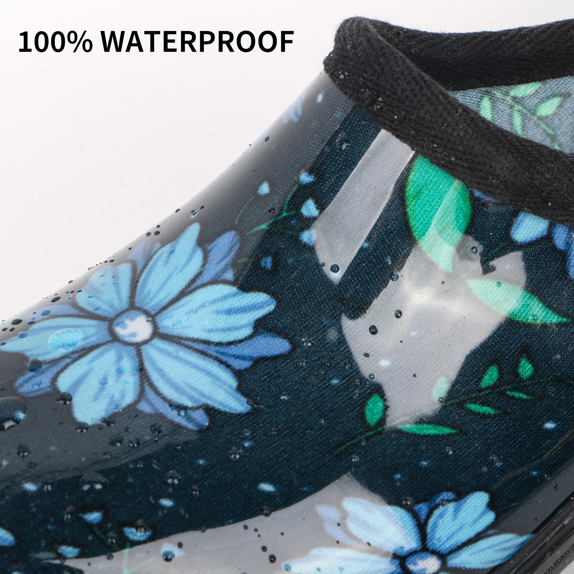 **Women's Waterproof Slip-On Garden Shoes - Comfortable Rubber Rain Clogs with Cushioned Insole for Gardening, Walking & Outdoor Activities**