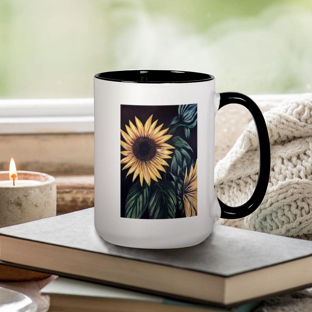 Sunflower Life Ceramic Coffee Mug 15 oz (444 ml) - Perfect for Home, Office & Gifts - Inspirational Sunflower Design for Tea, Coffee & Hot Beverages