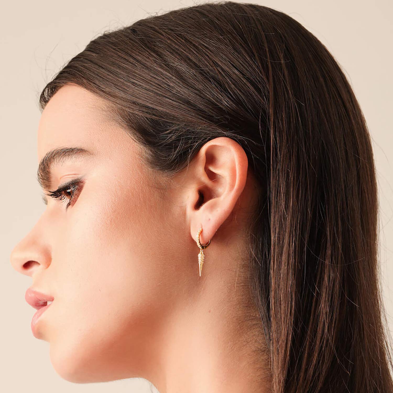 Mevecco 14K Gold Plated Geometric Triangle Cone Dangle Hoop Earrings for Women - Delicate & Stylish Jewelry for Parties, Weddings & Everyday Wear
