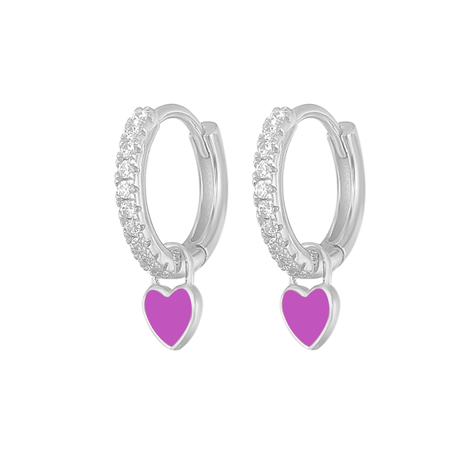 Colorful Enamel Heart Charm Drop Earrings for Women - Dainty Valentine's Day Gift, Date Night Jewelry, Bridesmaid Accessories
