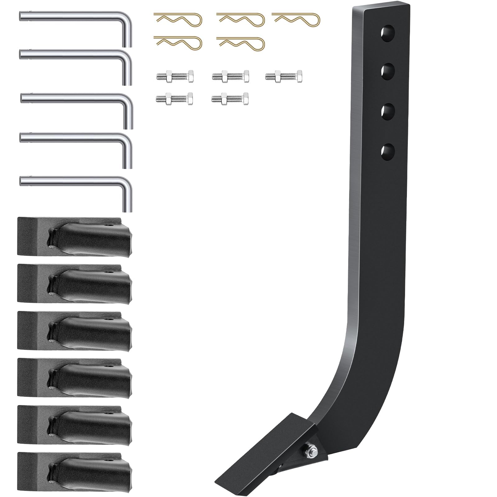 VEVOR 18'' Box Blade Shank with Removable Tapered Teeth & Pins - 5PCS Adjustable Scarifier Shank for Box Scraper Replacement, Digging & Plowing - Perfect for Landscaping, Soil Preparation & Agricultural Work
