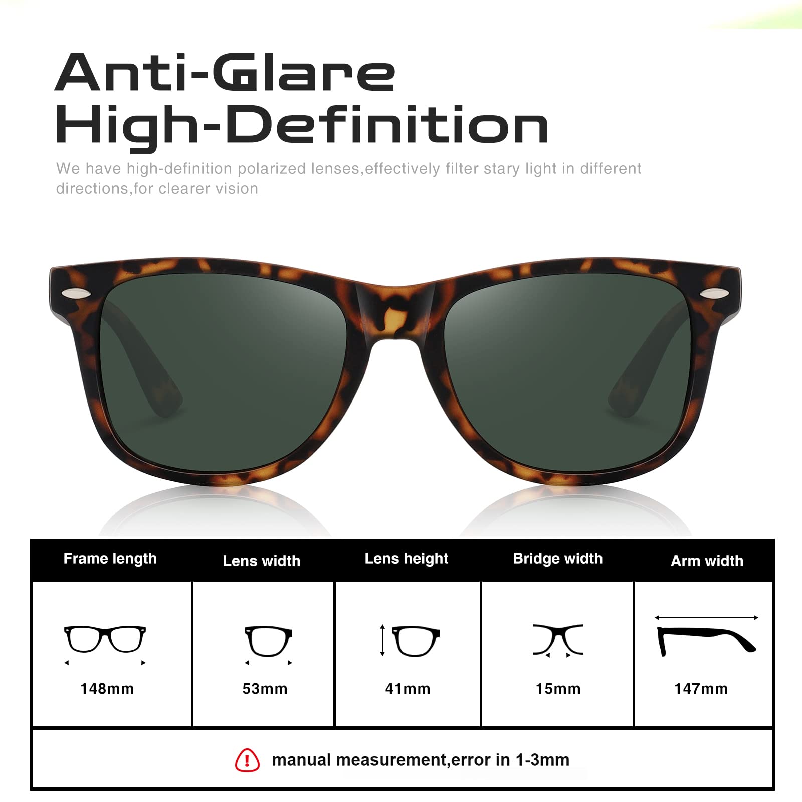 DEMIKOS Polarized Sunglasses for Men & Women - Retro Mirror Lens UV400 Protection - Trendy Driving & Fishing Sunglasses for Outdoor Activities