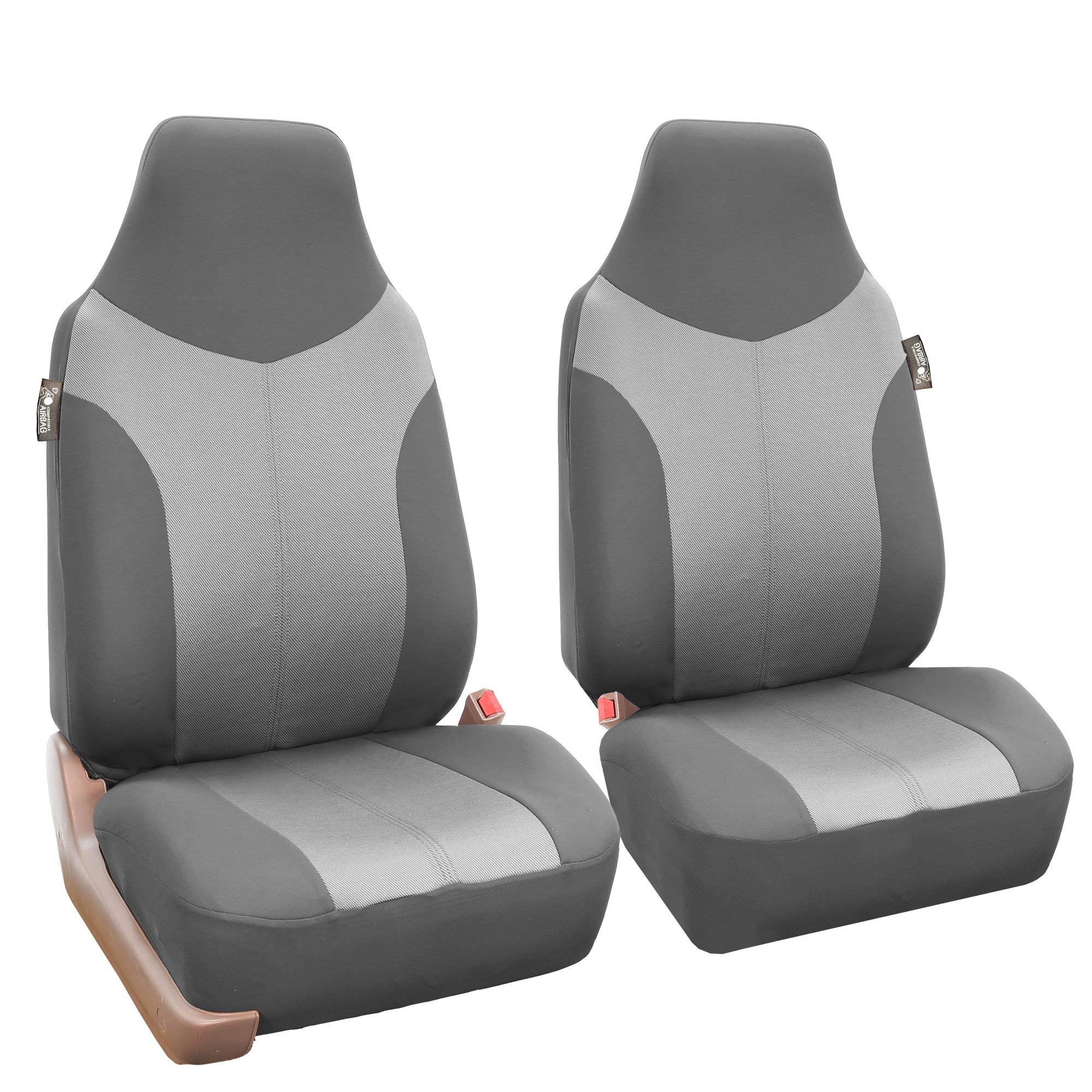 FH Group Universal Fit Automotive Seat Covers - Split Bench Rear & 1-Piece Front Set in Supreme Twill Light Gray | Compatible with SUV, Sedan & Small Cars | Airbag Safe | Perfect for Road Trips, Daily Commutes & Car Protection
