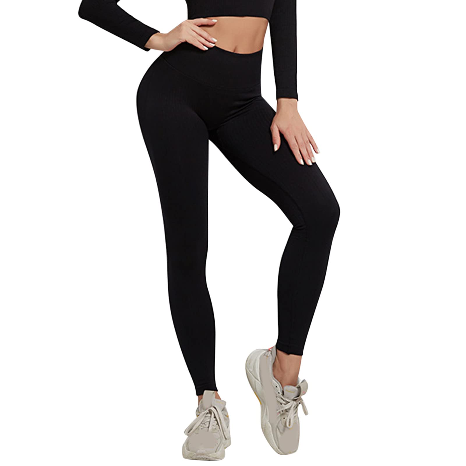 High Waist Tummy Control Workout Leggings for Women - Solid Color Yoga Pants with Elastic Waistband, Plus Size Athletic Leggings - Perfect for Yoga, Gym, Running & Everyday Wear