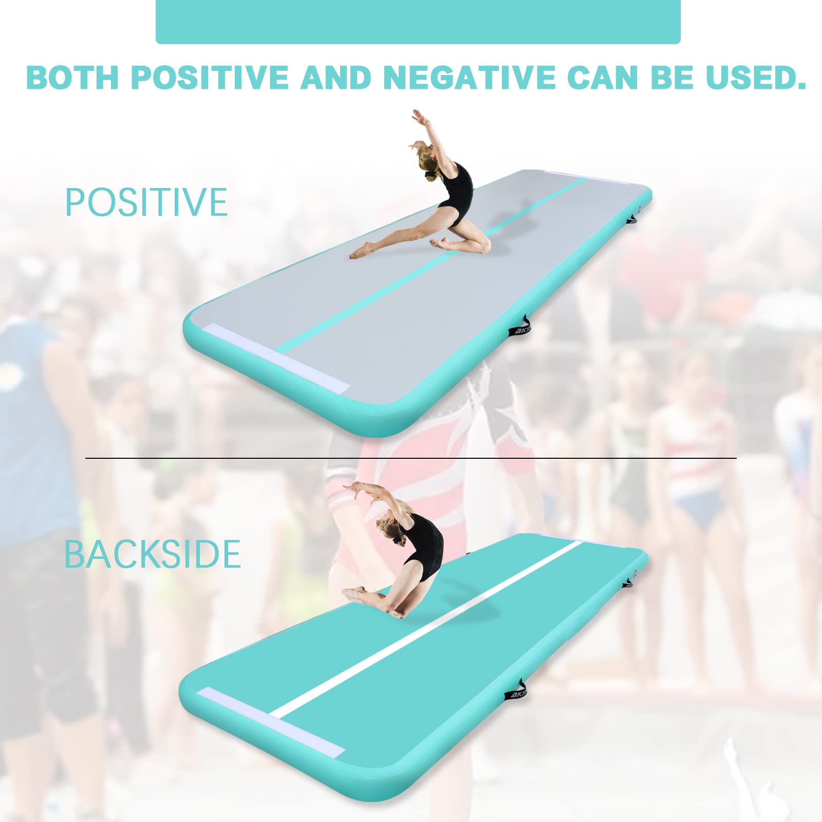 AKSPORT Inflatable Gymnastics Air Mat - Portable Tumble Track for Home, Gym, Training, Cheerleading, Parkour | Perfect for Indoor & Outdoor Use - Beach, Park, Water Activities