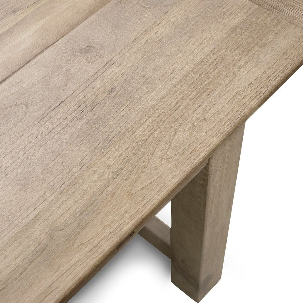 Loire Elm Dining Table 180cm - Solid Wood Farmhouse Dining Table for 6-8 People - Perfect for Kitchen, Dining Room, and Family Gatherings