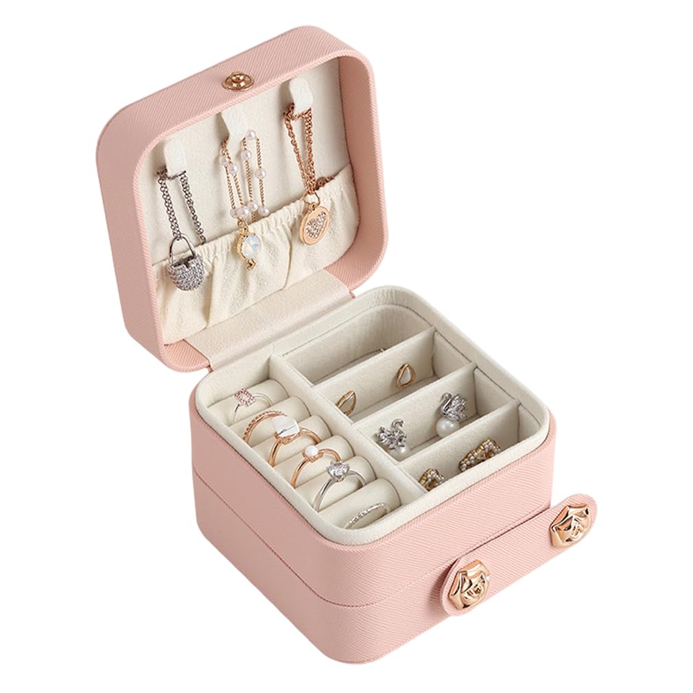 iSuperb 3-Layer PU Leather Travel Jewelry Box - Compact Display Storage Case for Rings, Earrings, Necklaces & Bracelets | Perfect Jewelry Organizer Gift for Women | Great for Travel, Home Use & Bridal Accessories