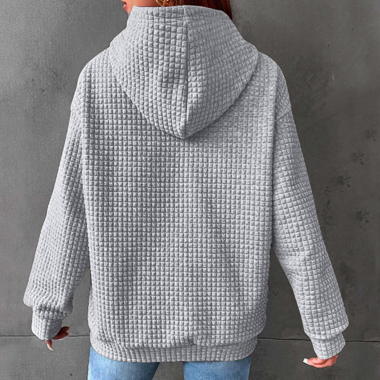 Women's Waffle Hoodie - Football Season Long Sleeve Pullover with Pockets | Cozy Game Day Outfit & Casual Winter Wear