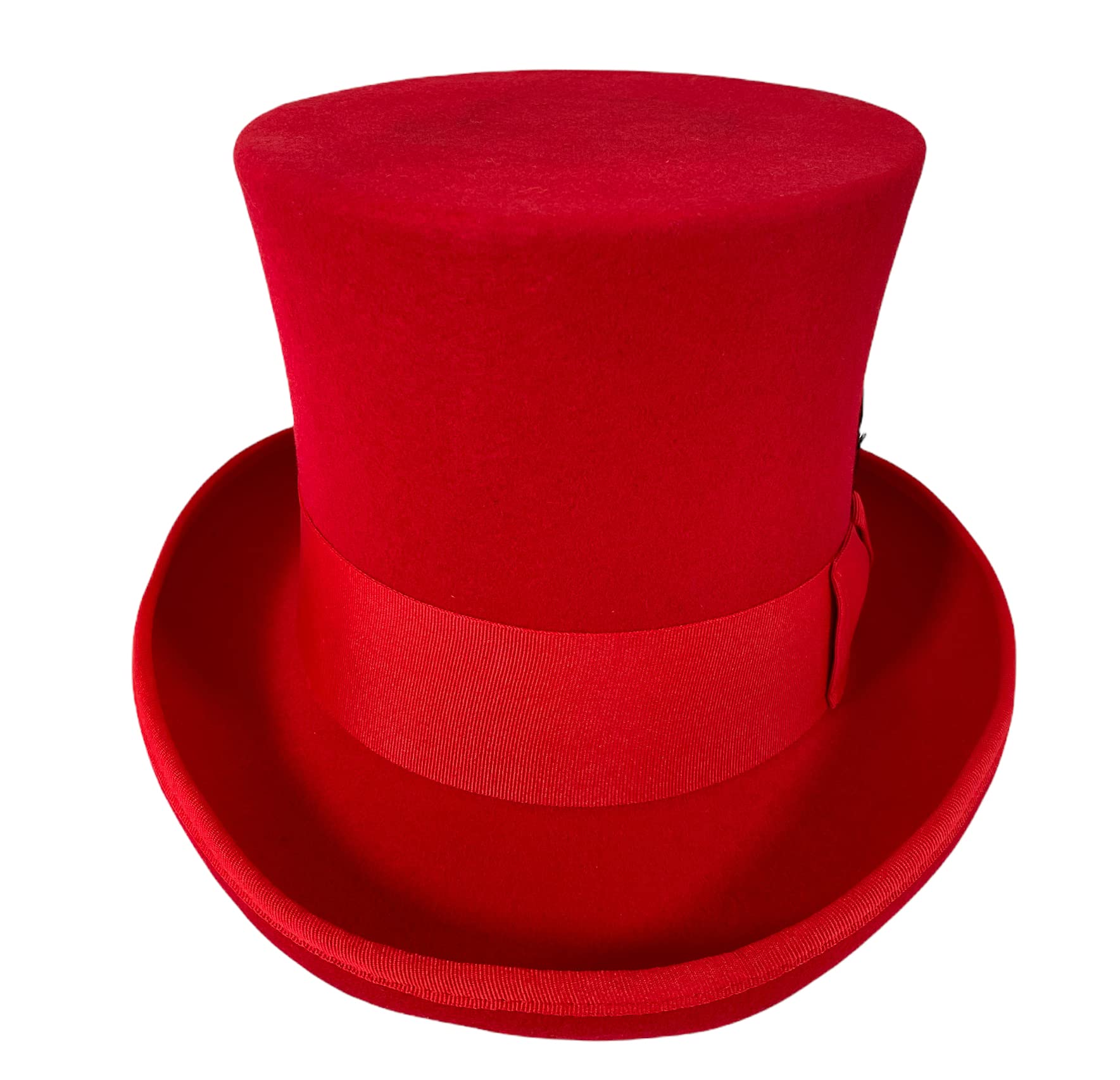 Victorian Steampunk Red Wool Felt Top Hat - 6