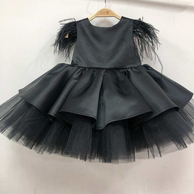 Elegant Black Tassel Princess Dress for Baby Girls | Toddler Baptism & Christening Gowns | Perfect for Special Occasions, Photo Shoots & First Birthday Parties