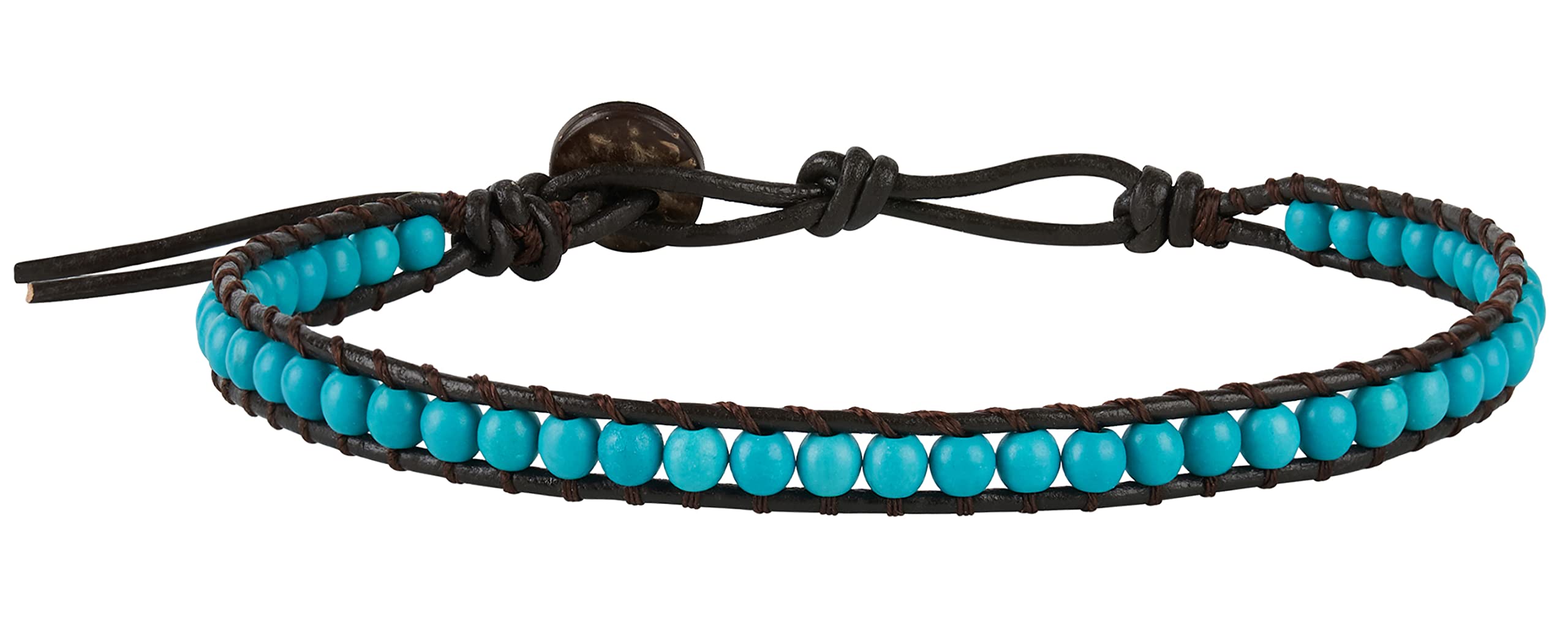 Handmade Turquoise Bead Anklet Bracelet - 10 Inch Bohemian Leather Cord Anklet for Men & Women | Hippie Unisex Jewelry Gift for Beach, Festival & Everyday Wear