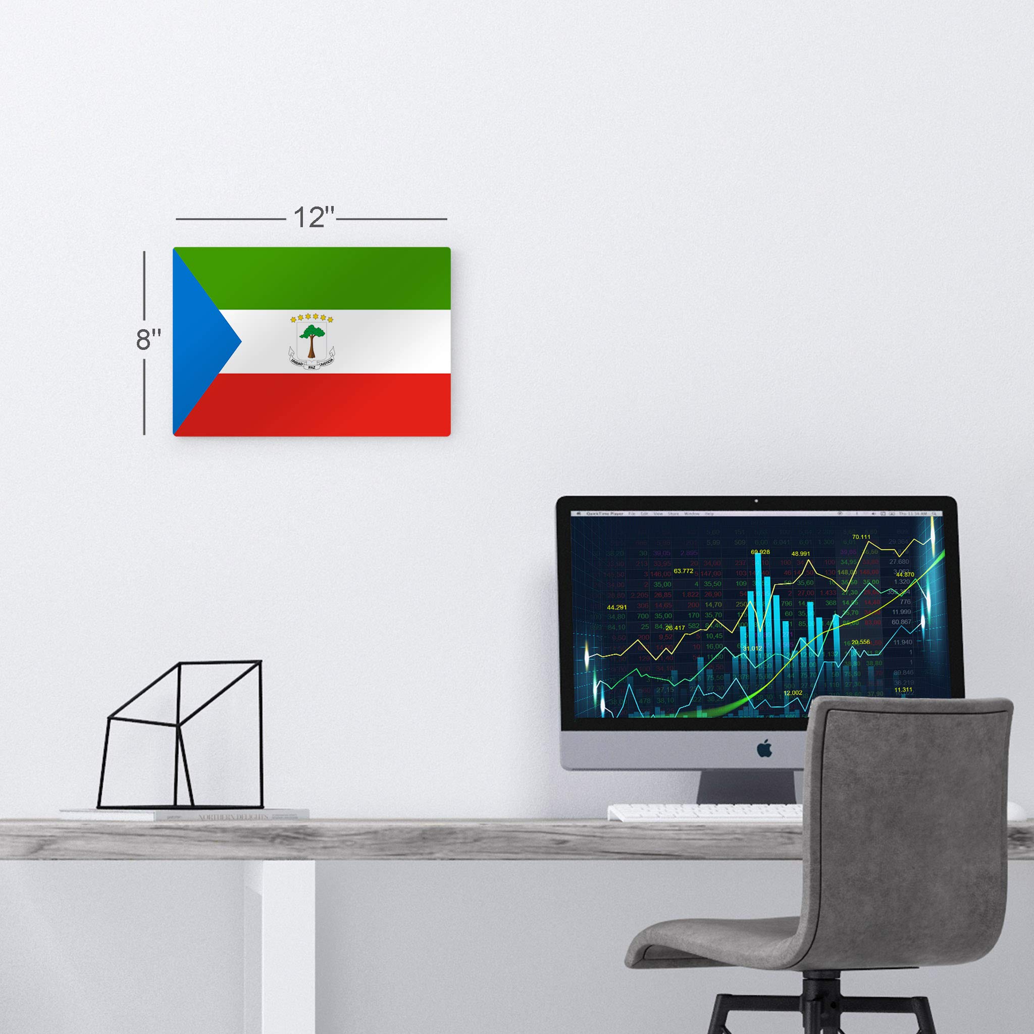 Equatorial Guinea Flag Metal Wall Art Print - 30x40 Inches, Ready to Hang, Made in USA | Modern Home & Office Decor for Living Room, Dorm, Bedroom, Kitchen, Man Cave, Sports Club & Bar | Patriotic African Country Flags Wall Decor