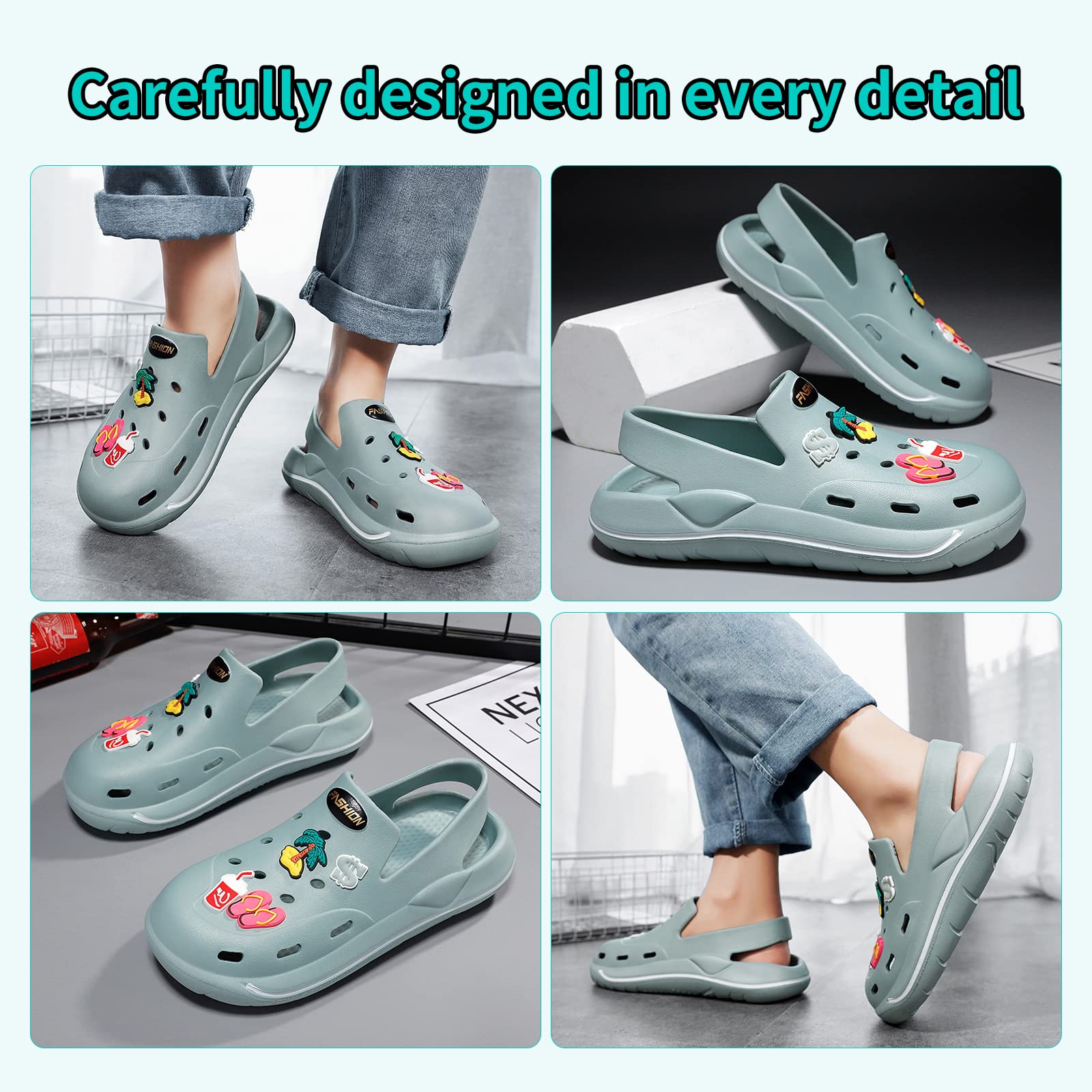 **Breathable Unisex Garden Clogs - Comfortable Summer Beach Sandals for Women & Men | Slip-On Waterproof Shoes for Gardening, Poolside & Outdoor Activities**