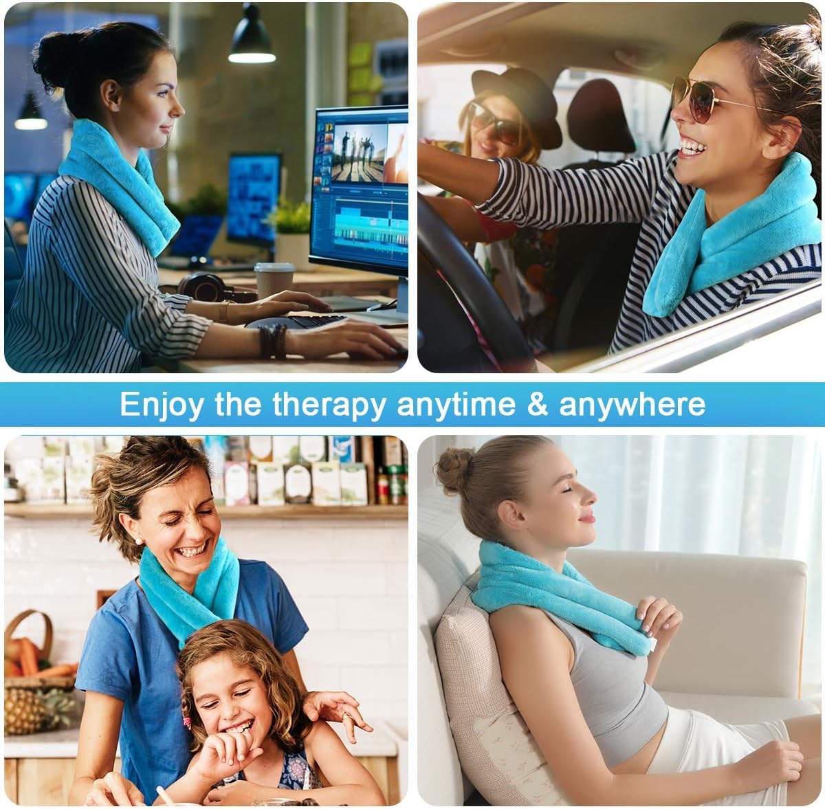 Relief Expert Microwave Neck Heating Wrap with Moist Heat Therapy - Hot & Cold Pain Relief for Neck, Shoulders & Back - Perfect for Home, Office & Travel Use