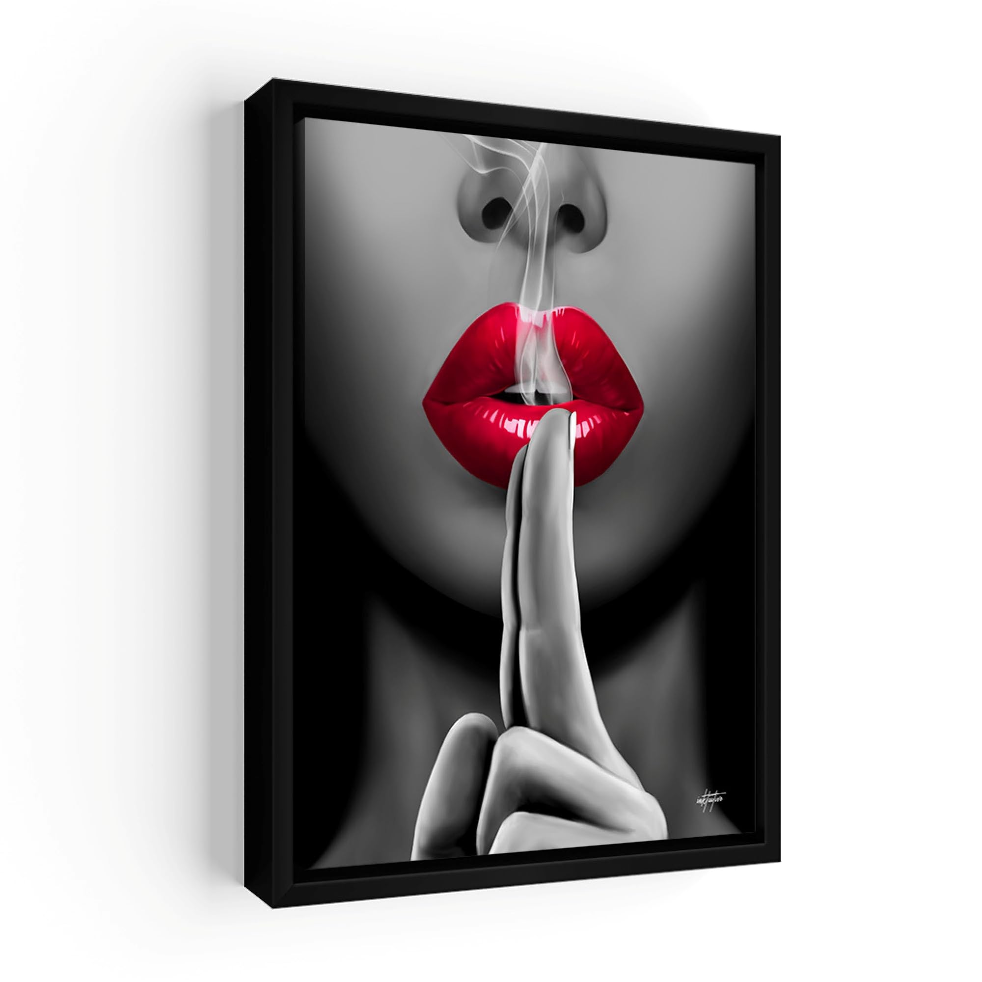 Inktuitive 'Smoldering Kiss' Motivational Canvas Wall Art - 16x12 Inch Black Framed Inspirational Office & Home Decor - Perfect for Living Room, Bedroom or Workspace