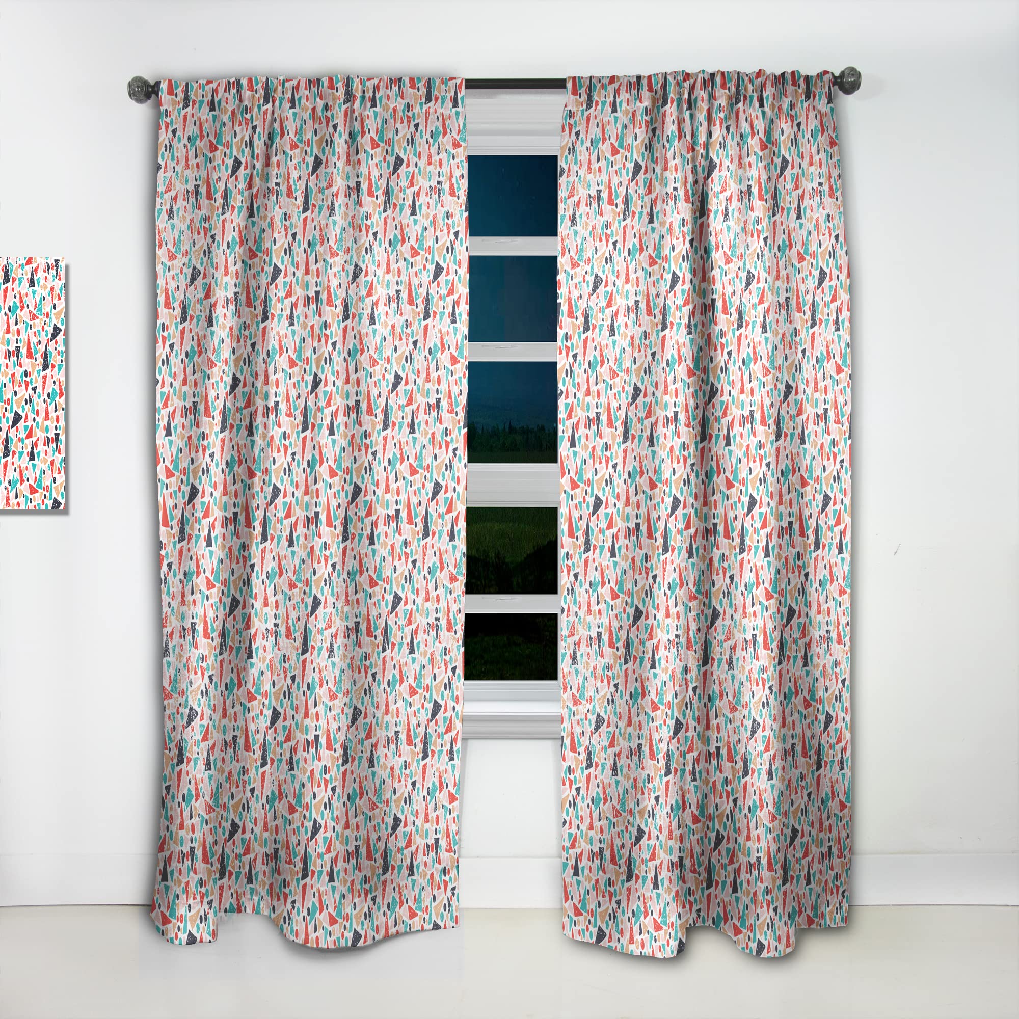 DesignQ Retro Abstract Pattern Thermal Insulated Curtains - Single Panel 52x120 - Bedroom & Living Room Window Drapes for Energy Efficiency & Stylish Home Decor