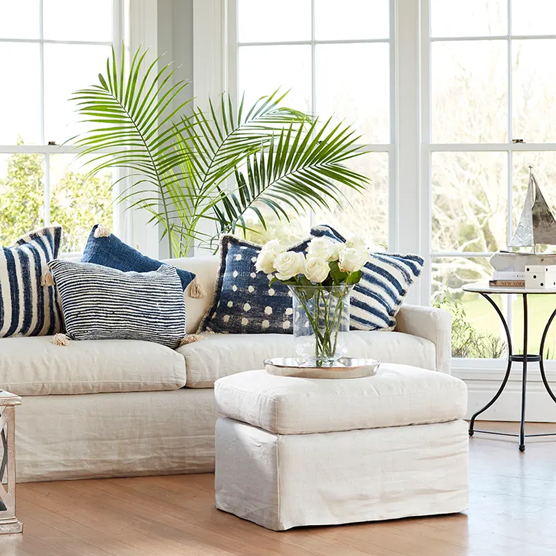 Dume Ottoman Storage Bench with Linen Sand Fabric - Perfect for Living Room, Bedroom, or Entryway Seating & Storage