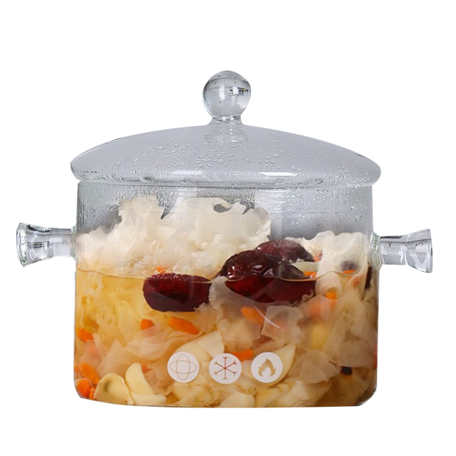 Premium Clear Glass Cooking Pot with Lid - 16.5x17cm Transparent Nonstick Stockpot, High Temperature Resistant Stewpot for Milk, Baby Food & Noodles | Ideal for Stovetop Cooking, Meal Prep & Kitchen Display