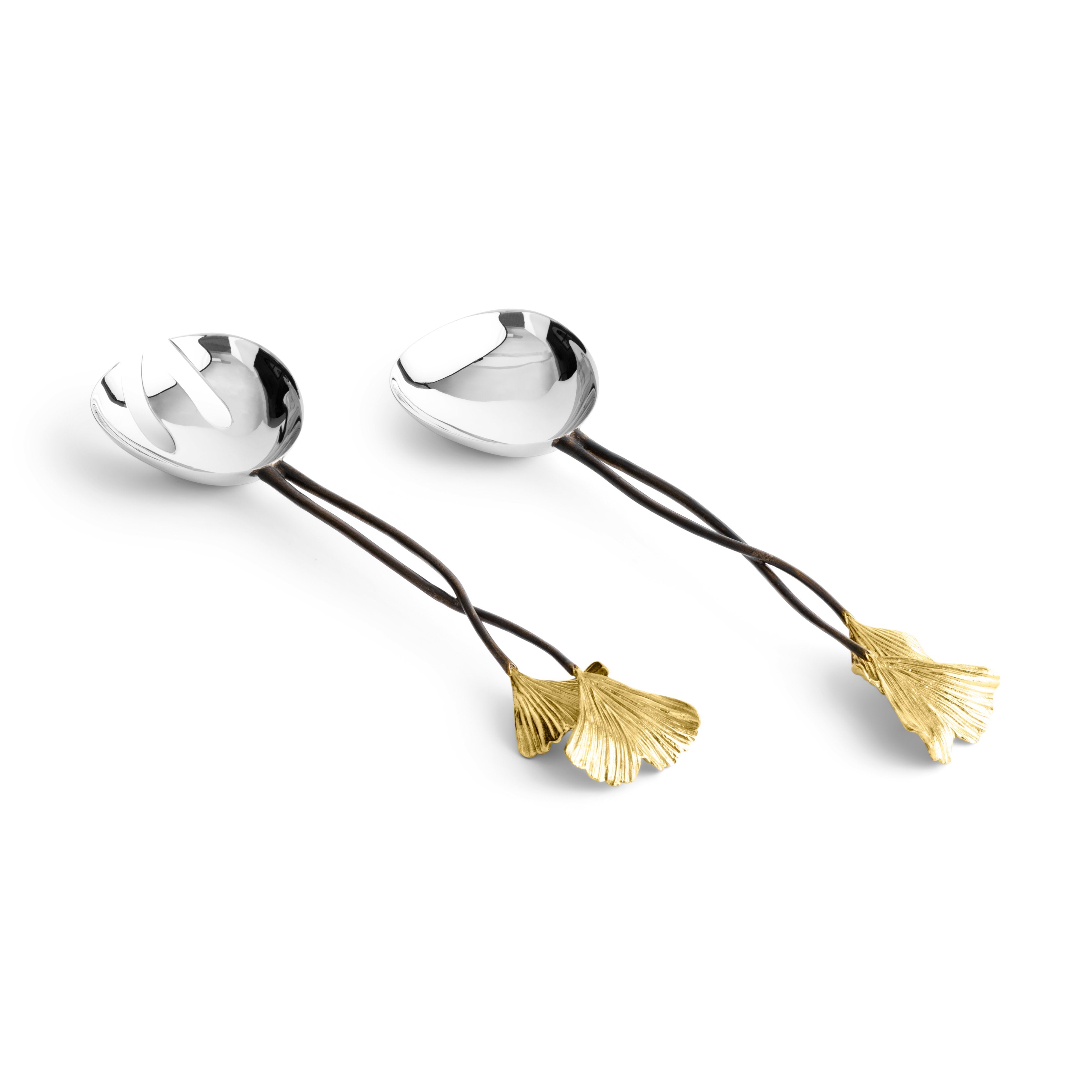 Premium Golden Ginkgo Leaf Serving Set - Elegant Stainless Steel Utensils for Tea, Coffee, and Dessert - Perfect for Dinner Parties, Afternoon Tea, and Gifts