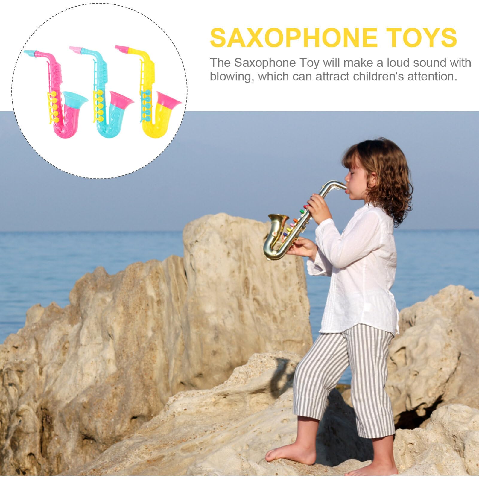 Bestoyard 4-Piece Musical Toy Set - Saxophone, Clarinet, Trumpet & Saxaboom - Kids Noise Maker Party Favors, Early Education Music Instruments for Toddlers & Children - Perfect for Birthday Parties, Classroom Activities & Pretend Play
