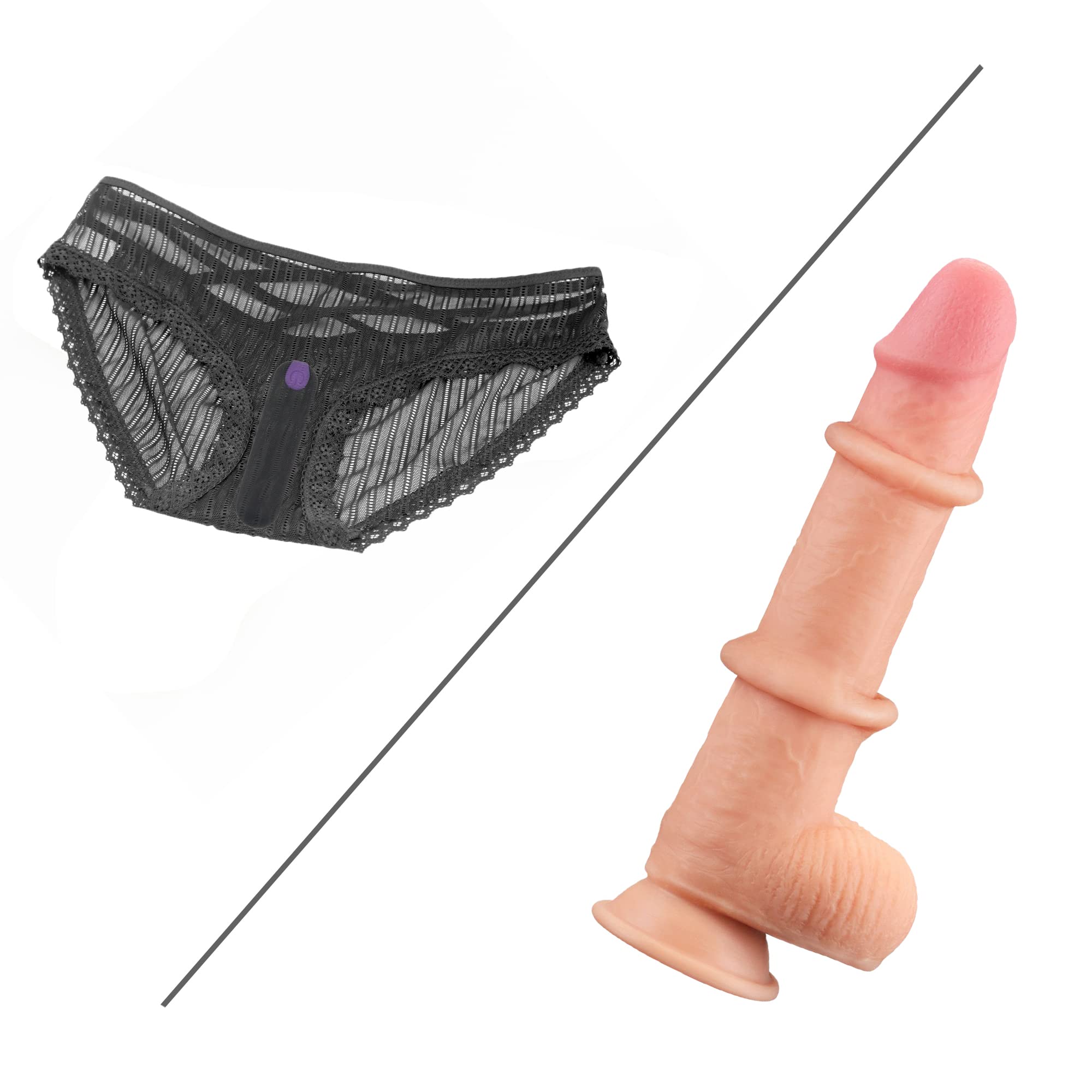 Wireless Rechargeable Remote Control Vibrating Panties for Couples - 9 Inch Dual Layer Dildo with Sliding Skin - Perfect for Long Distance Play, Roleplay & Spicing Up Your Intimate Life